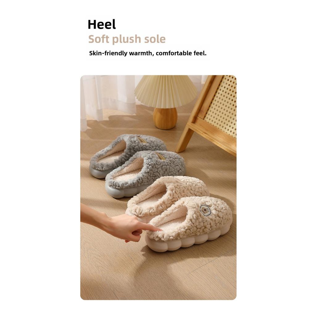 Cotton Slippers for Women, Plush In Autumn and Winter, Thick Soled for Home Use, Warm and Non Slip for Couples, Fuzzy Cotton Slippers for Men