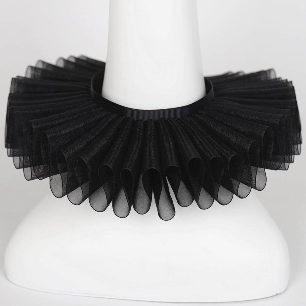 Ruffled Neck Collar Clown Satin Choker for Women Girls Renaissance Elizabethan Victorian Cosplay Costume Accessory