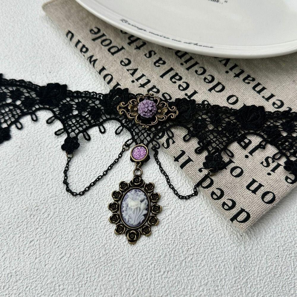 Handmade Black Lace Choker Vintage Style Lolita Lace Necklace Charm Gift Short Necklace Festival