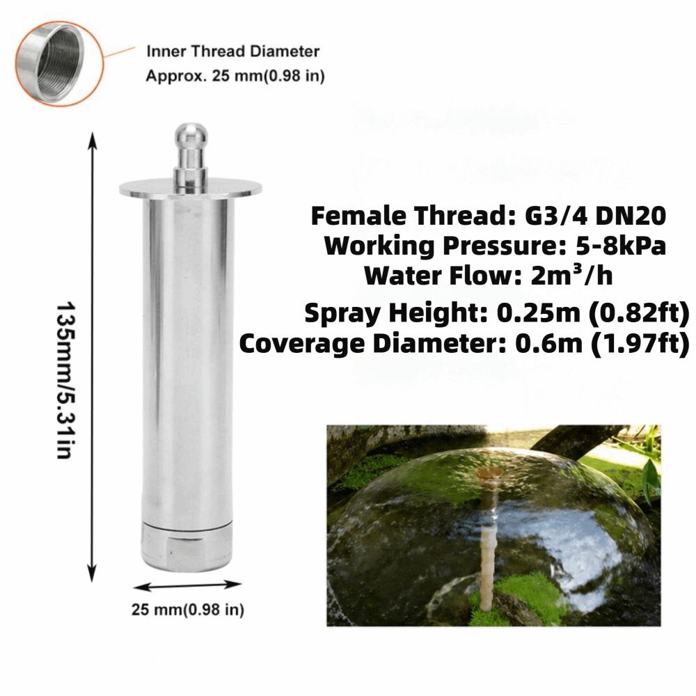 G3/4 Female Thread Fountain Nozzle Head Stainless Steel Water Fountain Spray Head  Garden Pond