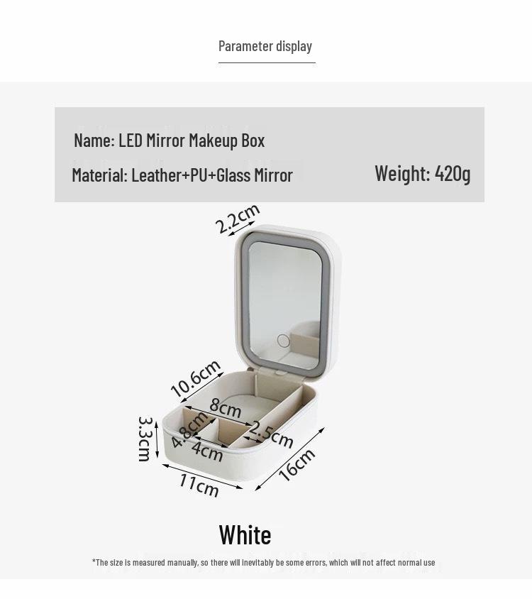 Foldable Jewelry Box with LED Makeup Mirror: Portable, Multifunctional Travel Organizer