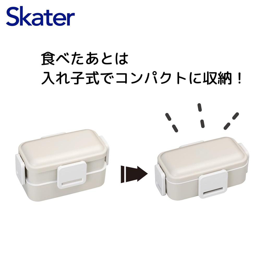 Skater Antibacterial Lunch Dull Made In Japan Soft-Serving Dome-Shaped Lid, Two-Tier Box, 600ml, Gray, (PFLW4AG-A)