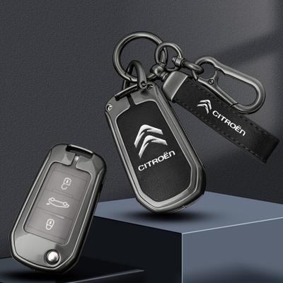 Legierung Leder Auto Fernbedienung Schlüsselhülle Abdeckung Schlüsselschutz Anhänger für C1 C2 C4 C6 C3-XR Picasso Grand DS3 DS5 Auto Zubehör