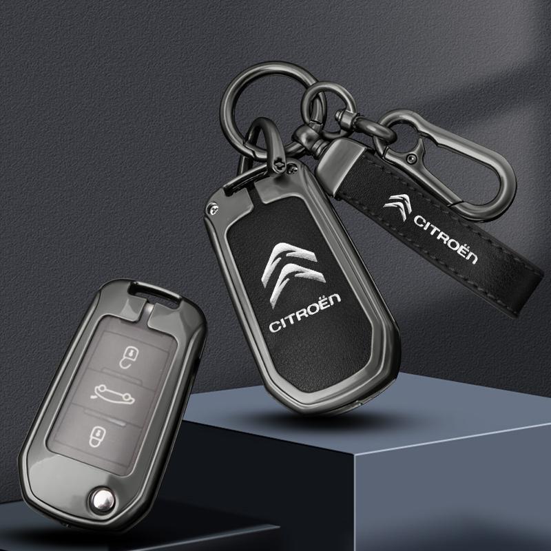 APG1 Alloy Leather Car Remote Key Case Cover Key Protector Fob For Citroen C1 C2 C4 C6 C3-XR Picasso Grand DS3 DS5 Auto Accessories