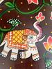Hand Painted Wooden Chowki Bajot | Round Elephant Design Stool Table