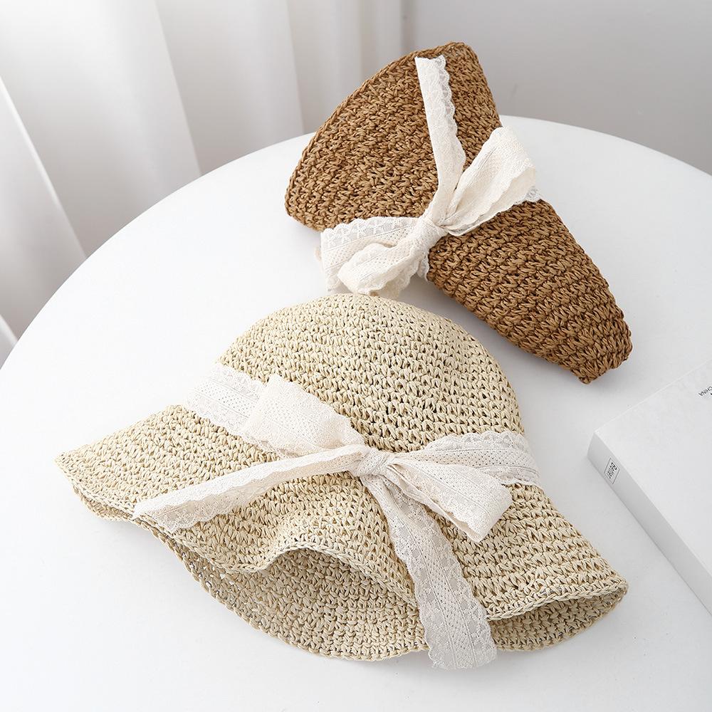Summer Hats For Women Foldable Sun Hat Lady Sunshade Beach Accessories Seaside Wide Brimmed Sunscreen Travel Sunhat Korean Style