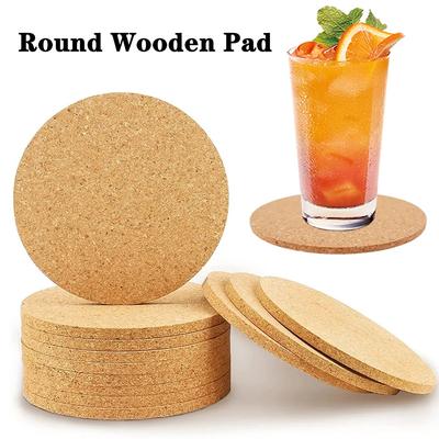 5/10pc Cup Mat Natural Round Wooden Pad Durable Non-Slip Cork Coaster Tea Coffee Mug Drinks Holder for Table Decor DIY Tableware