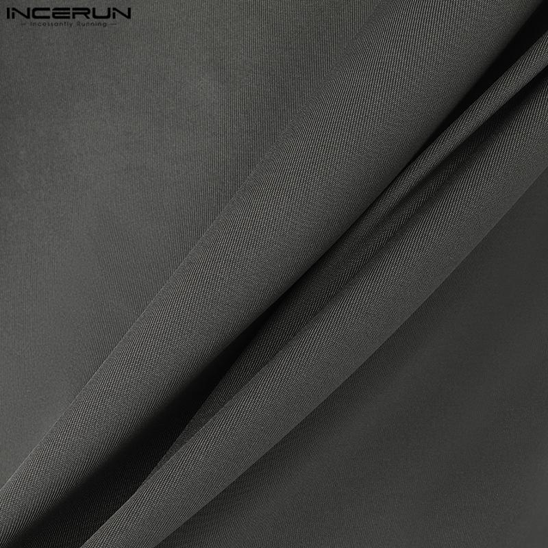 INCERUN Men Off Shoulder Bandage Lace Up Fitted Long Sleeve Crop Tops