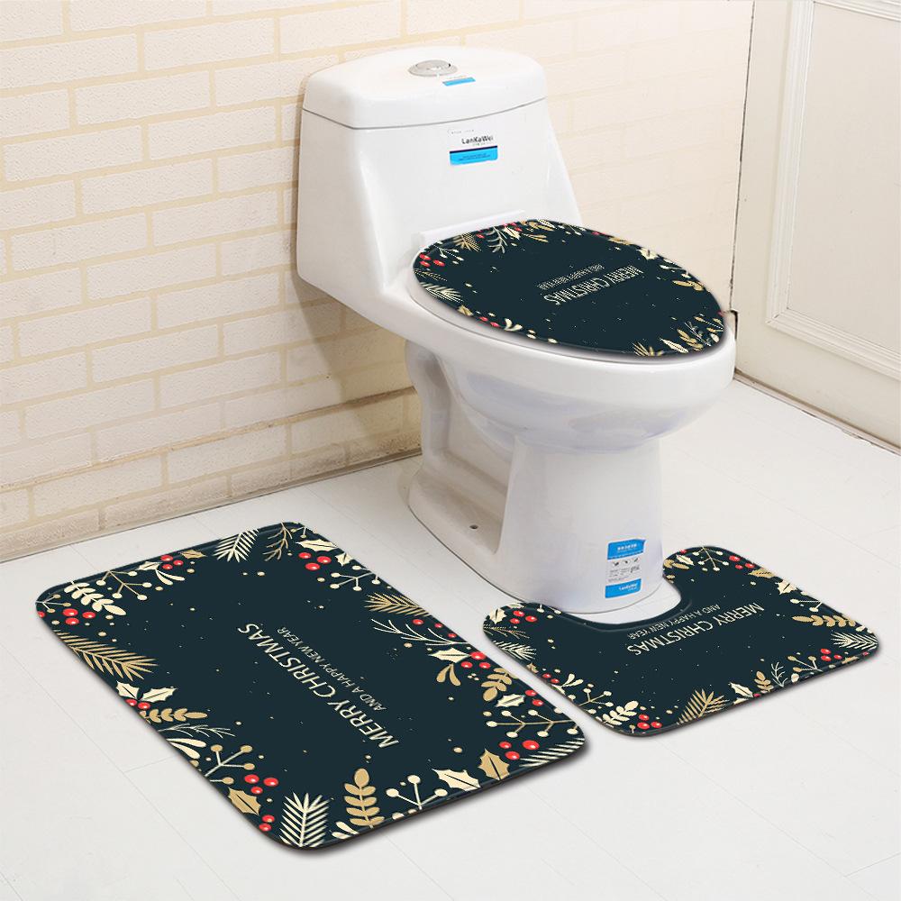 Christmas Bathroom Floor Mat Toilet Three-Piece Set