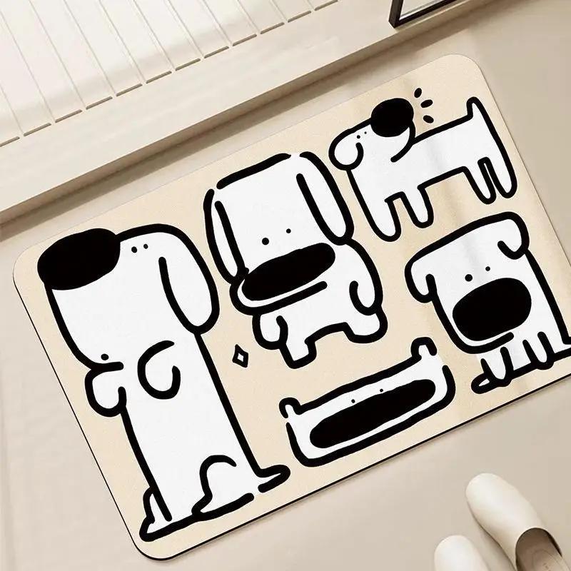 Cartoon cute GOU diatom mud floor mat bathroom absorbent foot mat ins toilet non-slip mat toilet door mat