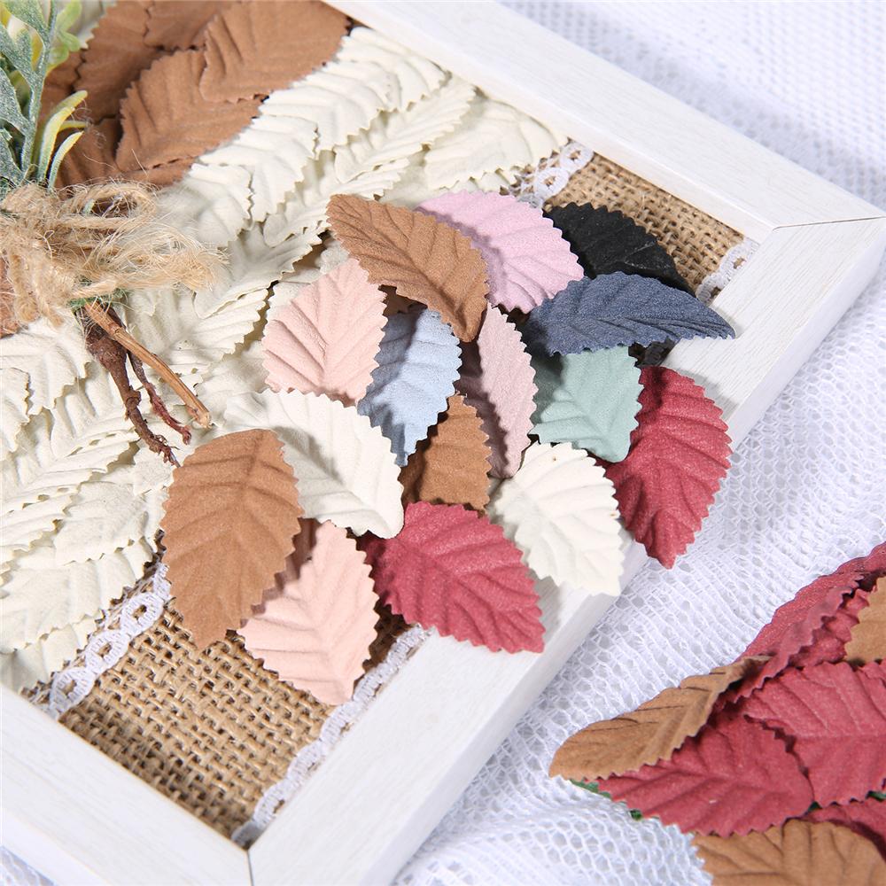 50Pcs Artificial Leaves Fake Tree Leaf for Home Room Decor Wedding Decorations DIY Handmade Wreath Scrapbooking Craft Accessory