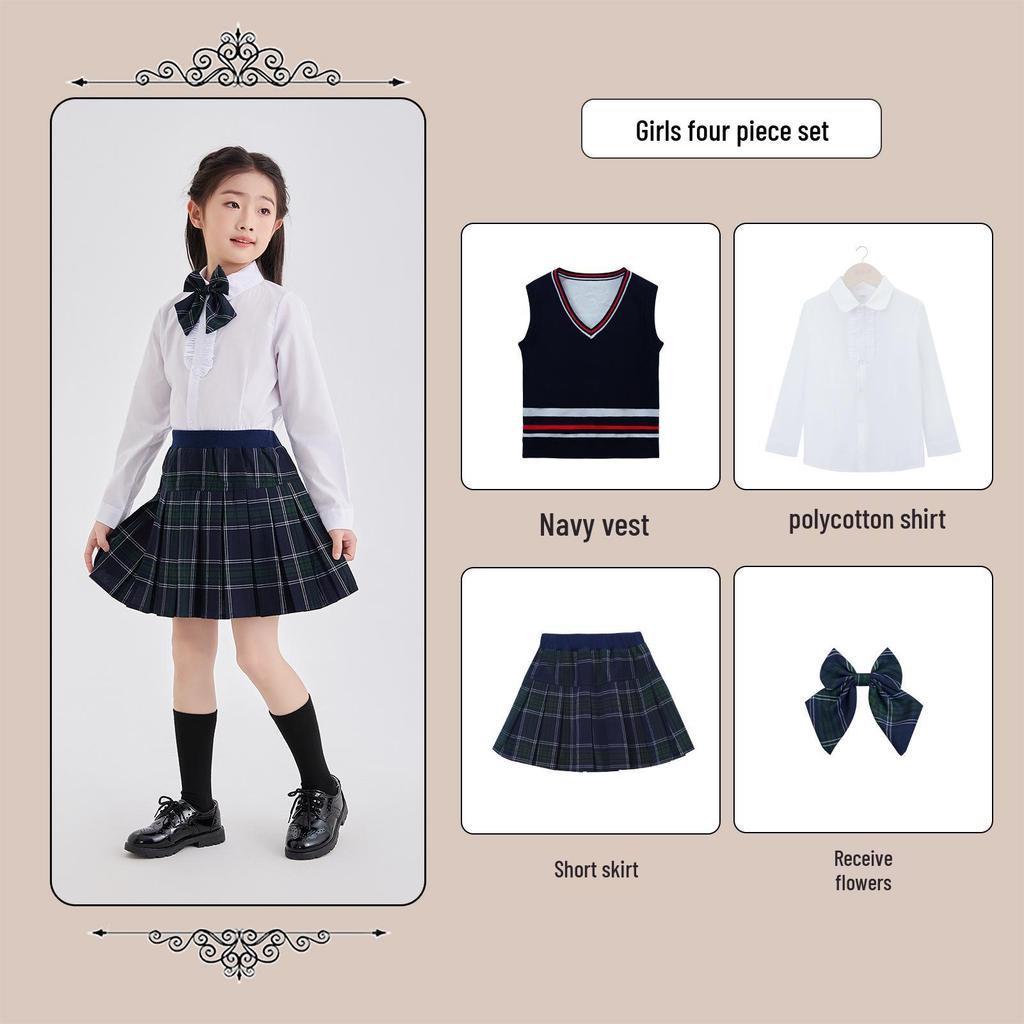 British Style School Uniforms for Kids - Primary & Secondary Recitation and Performance Outfits, Kindergarten Formal Wear, Academic Style.