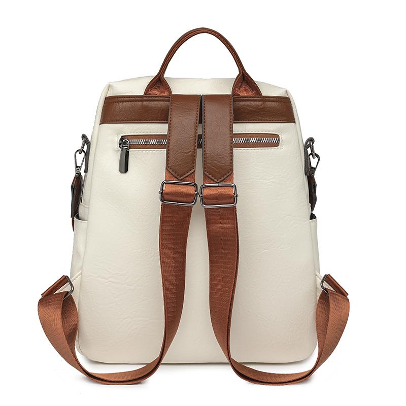 Commuter Backpack Large Capacity Women's Soft Leather Backpack