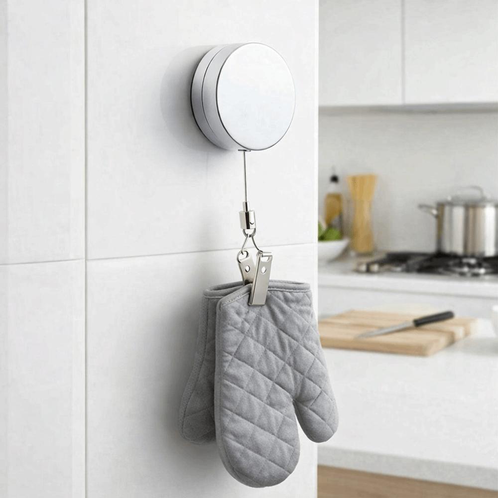 2PCS Automatic Retractable Towel Holder Self-Adhesive Work Card Holder  Anti Lost Security