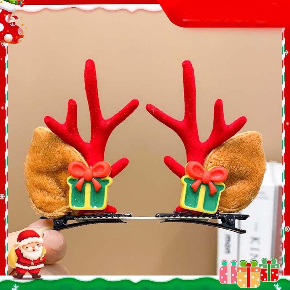 

1Pair Elk Deer Horn Duckbill Clip Christmas Tree Santa Claus Hairpin Daily Q