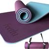 Feetlu Thick Yoga Mat with Inch Popular Thick Yoga Thick Stretching Pilates Mat Straps, 2/5 (10mm) - Mat, Mat, (Purple/Light Blue)