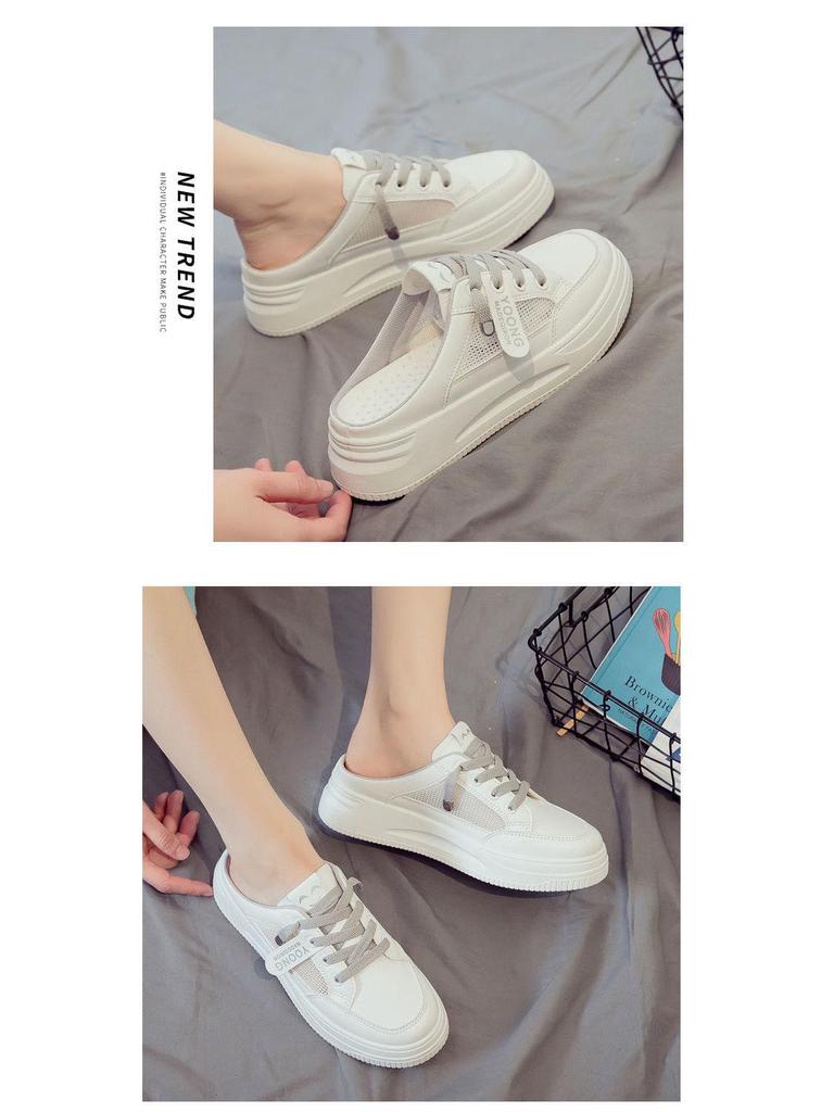 2022 Women's Trendy Half-Open Toe White Slippers - Casual Summer Cool Closed-Toe Fashion Footwear