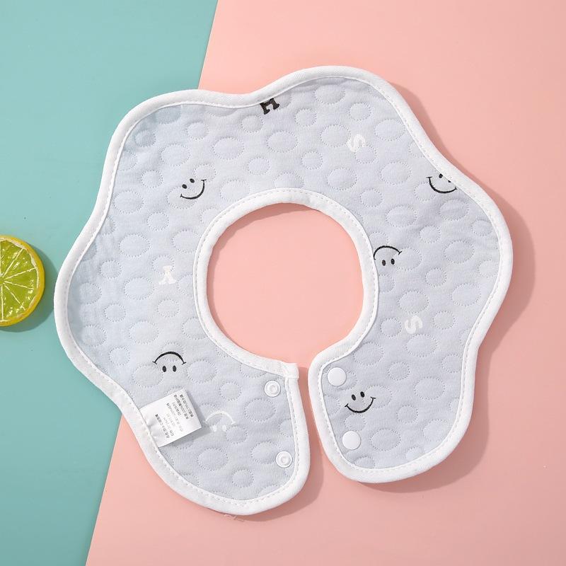 Baby Saliva Towel Class A Four-Layer Crepe Cartoon Snap-Button Bib Baby Triangle Scarf Newborn Bib