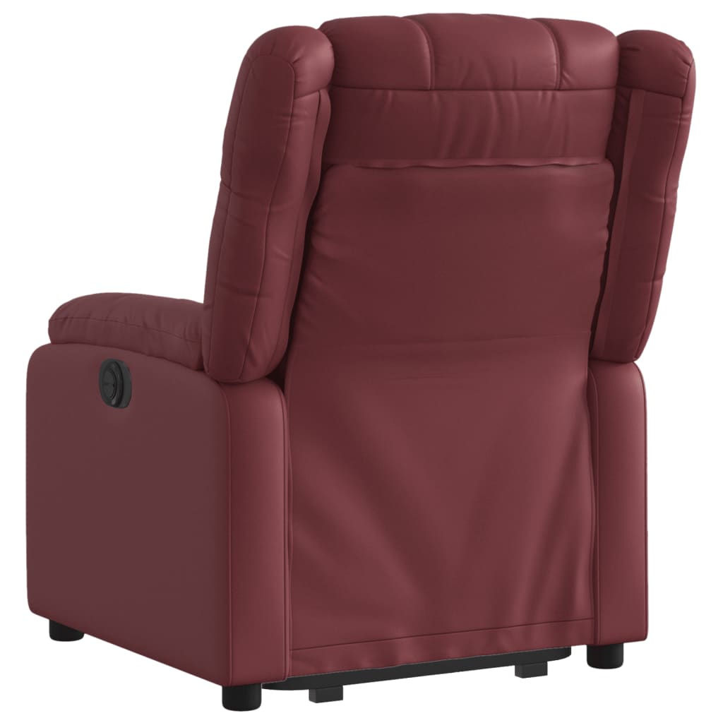 Recliner Chair with Lift Assistance Wine Red Artificial Leather