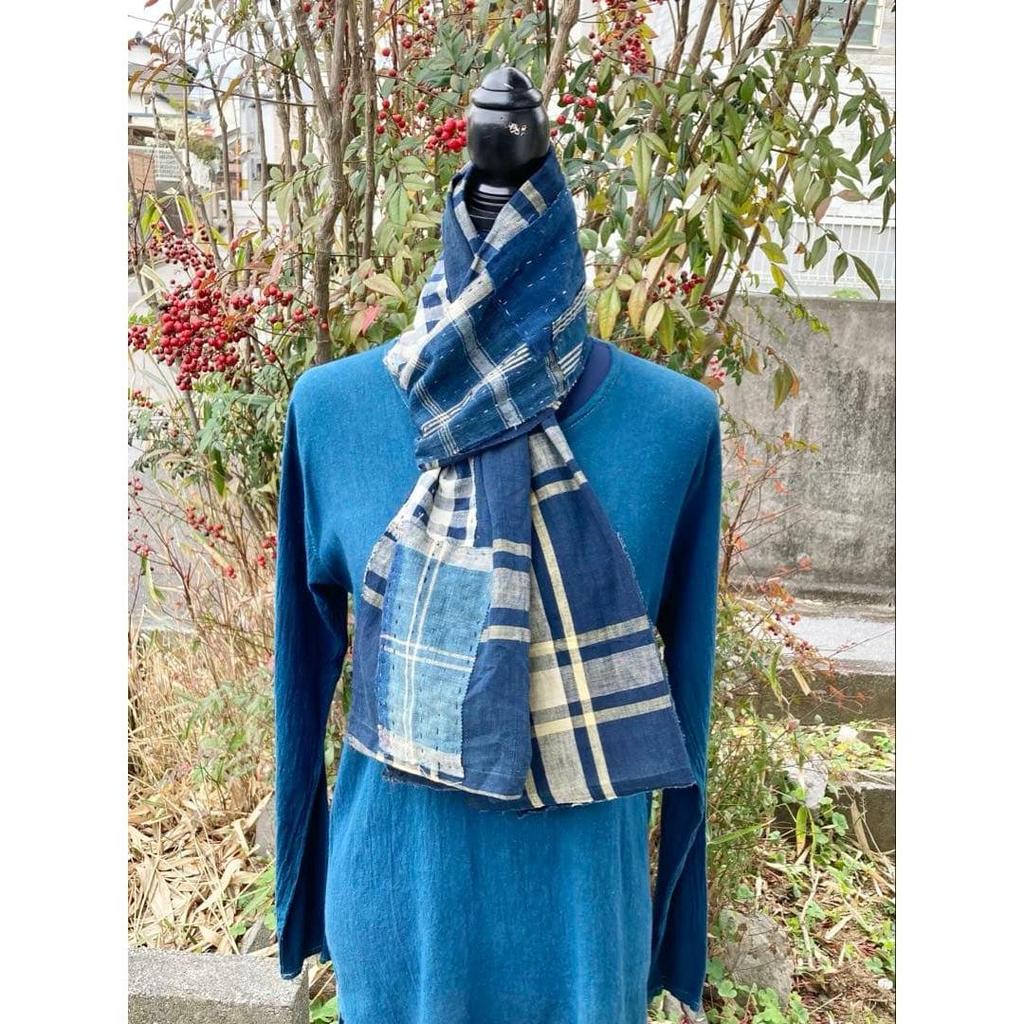 Used B38 Boro Stole Indigo Dye Patchwork Sewing Sashiko Old Fabric Remake