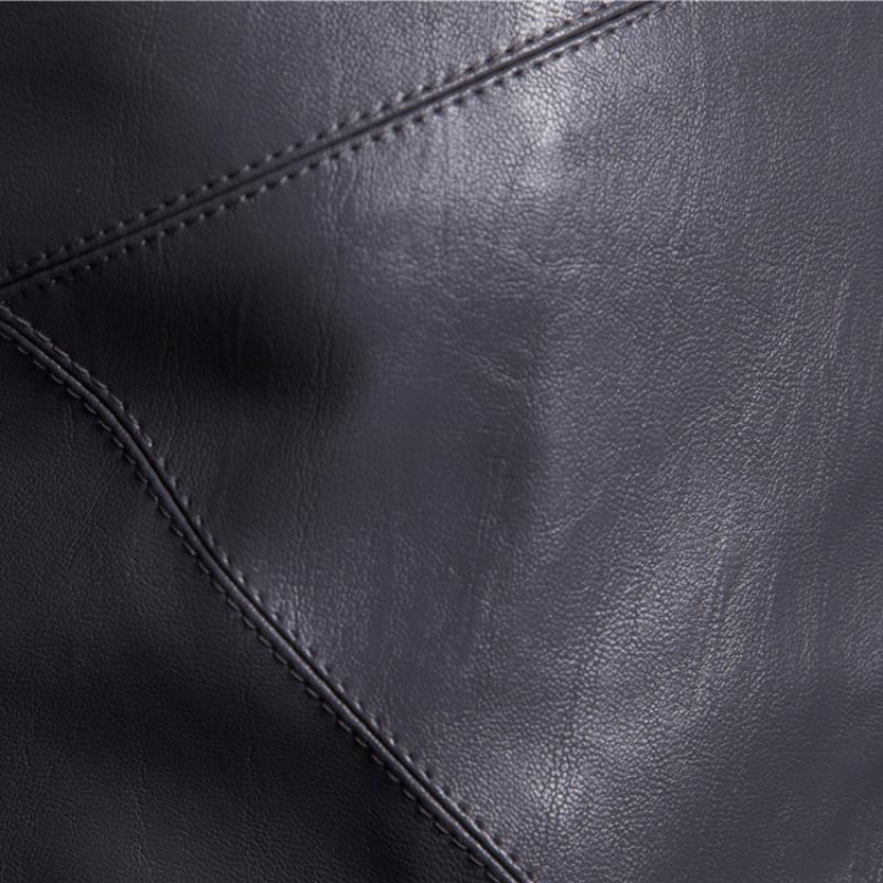 Nová kožená bunda Lapel Pánská PU bunda Trim Límec Zip Cardigan Jednobarevná bunda Kožená Pánská