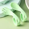 Feeding 1 Set Offset Spoon Food Grade Adorable Appearance Adaptive Eating Aid Right Hand Learn Eat Baby Fork for Family
