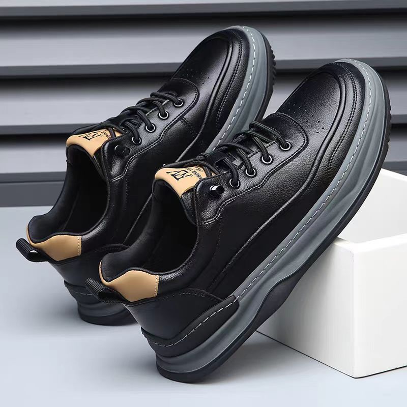 Men's Shoes Trend Versatile Casual Shoes European Station Sports Shoes Men's Fashion Leather Board Shoes Men's New White Shoes