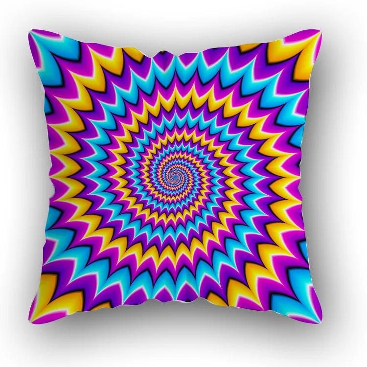 Sofa Bed  Square Pillowcases Home Decor Colorful Swirl  Bedroom Rainbow Decorative