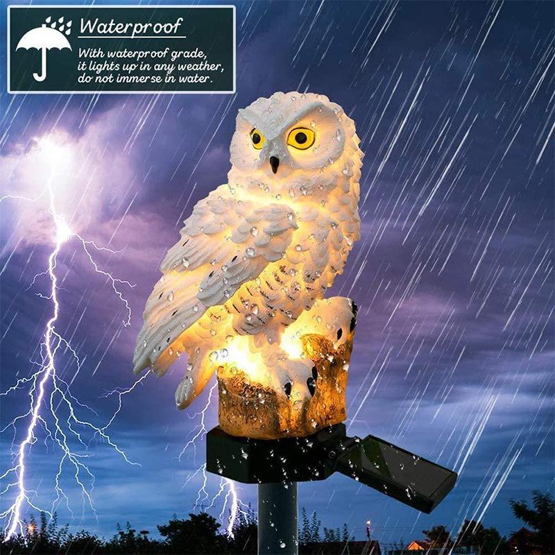 Solar-Powered Owl and Parrot Resin Stake Lights for Outdoor Garden Decoration