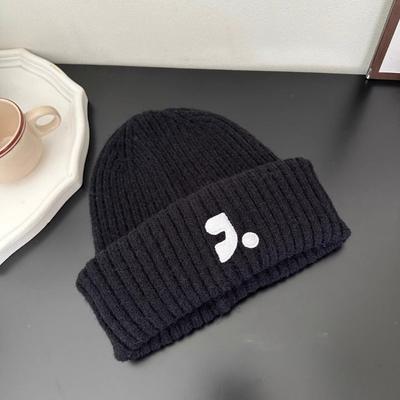Embroidery Letter Knitted Hat for Men and Women Autumn and Winter Big Head Circumference Thickened Warm Wool Hat Couple Hat