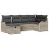 Ensemble de canapé de jardin 6 pièces avec coussins gris clair en poly rotin, Canapé de jardin 2 places avec coussins gris 3358981