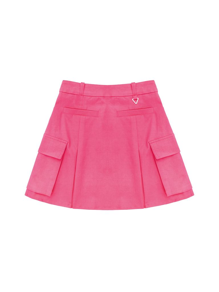 Button Play A-Line Cargo Skirt_Pink
