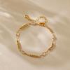 Womens Exquisite Dainty Zircon Inlaid Small Round Bead Chain Lucky Bracelet