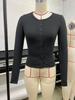 Women's Henley Neck Long Sleeve Slim Elegant Solid Button Down Top Casual Cropped Cardigan Tee For Spring Fall Daily Wear