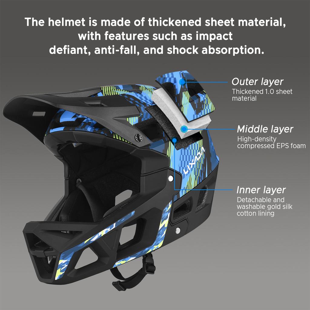 Bike Helmet with Visor Full Face Helmet Outdoor Camouflage Mountain Bike Off Road Racing Speed Drop Cycling Helmet Cycle Helmet