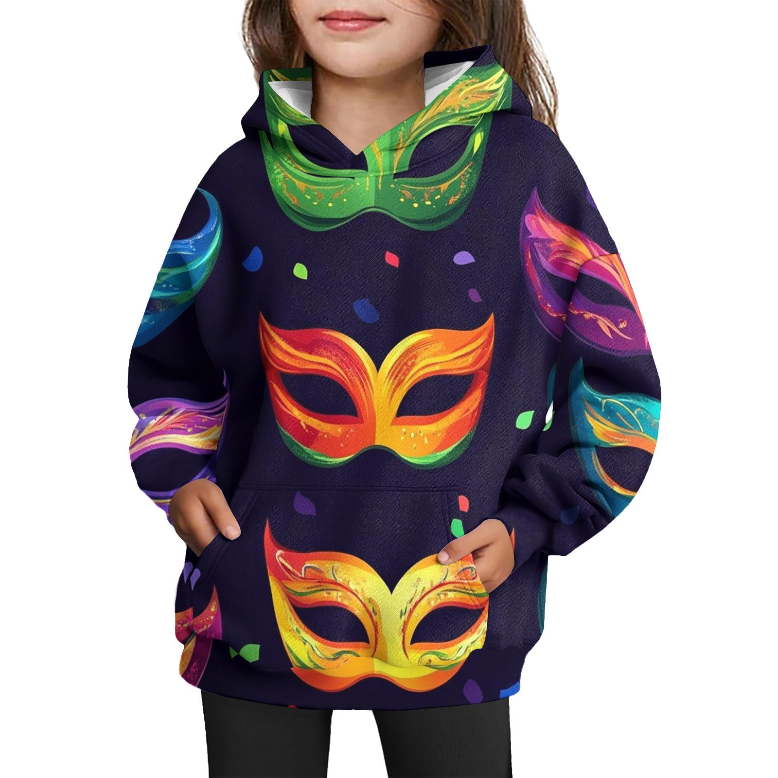 

Girls Hooded Tie- Sweatshirt - Pullover Print Top Carnival Day 160