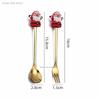 Christmas Dinnerware Set Golden Stainless Steel Spoon and Fork Set Cute Children's Gifts Rice Spoon Fruit Fork Table Accessories
