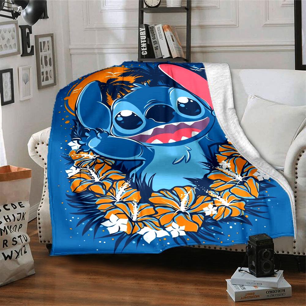 Lilo Stitch Tropical Adventure Flannel Blanket Super Soft Warm Cozy Blanket For Sofa Bed Office Travel Allseason Home Decor Gift