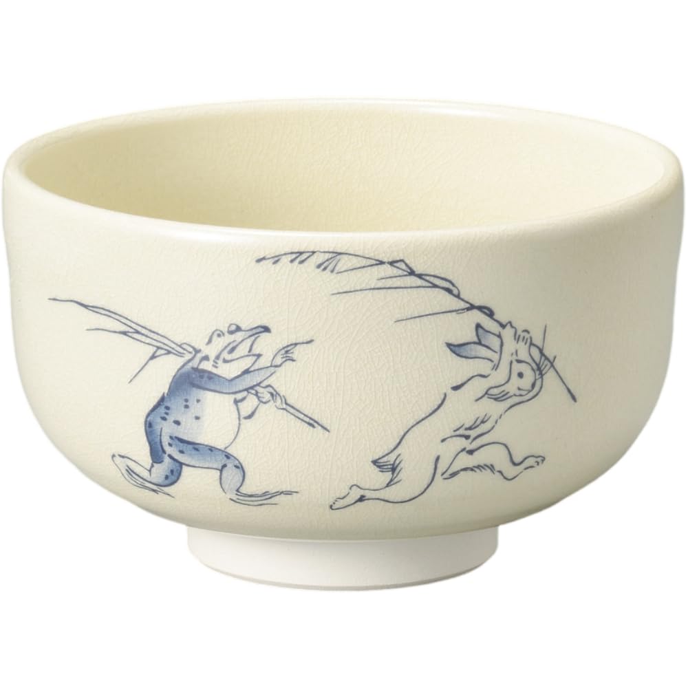 Matcha Choju Jinbutsu Giga Kiritate Mino Made In Japan Ale-net Bowl, White, (Cut-off Design) Design, Ceramic, Ware,