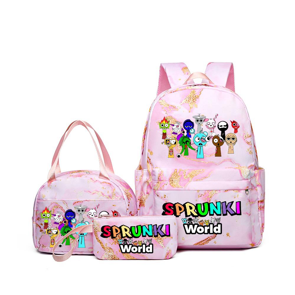 Rhythm Box Music Game Heat Transfer Backpack Sprunki Primary and Secondary School Students Children's Cute Schoolbag Three-piece Set
