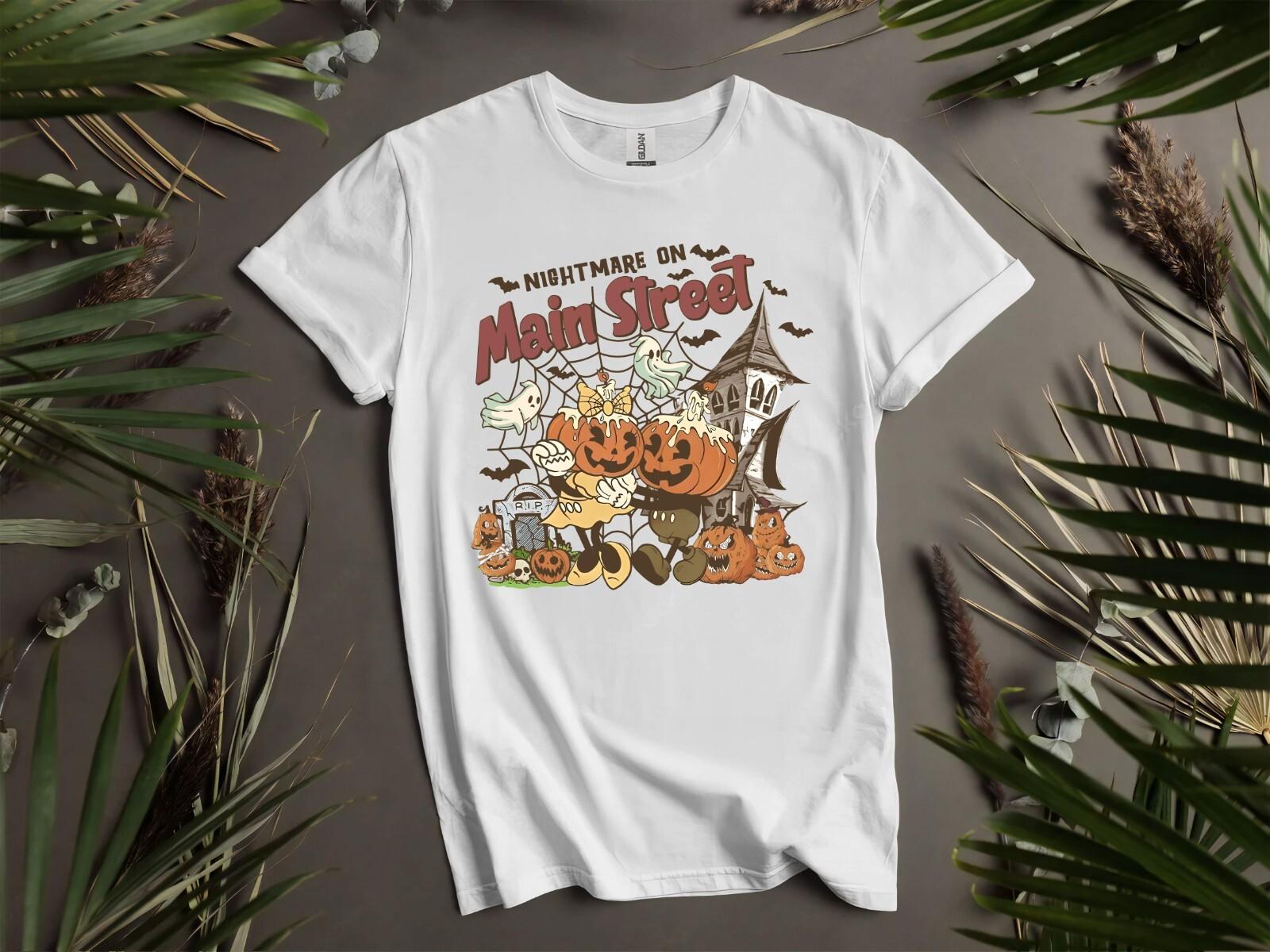 Nightmare On Main Street Pumpkin T-Shirt Mens Womens Tees Top T Shirt Mens Womens Tees Top Men Women Unisex Tshirt K918 L