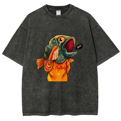Magliette Divertenti Pesce Unisex Magliette Lavate Uomo Donna Manica Corta Maglietta in Cotone Streetwear Harajuku Magliette Grafiche