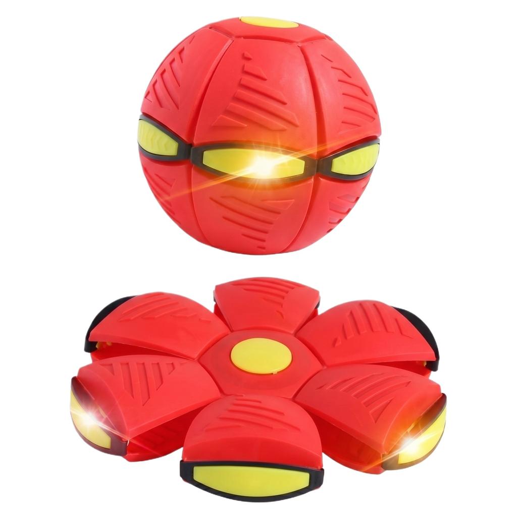 English: Kids Elastic Step Flying Saucer Ball Deformation Toy Light Up Outdoor Parent-Child Interactive UFO Ball