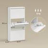 Metal Shoe Cabinet With 3 Flip Compartments Slim Wall Mounted Shoe Rack For 6 Pairs Of Shoes White