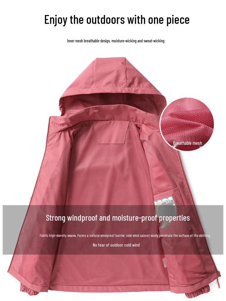 Winddichte Kapuzenjacke für Damen: Lässiger lockerer Trenchcoat für Frühling/Herbst, Abnehmbar, Paarkleidung.