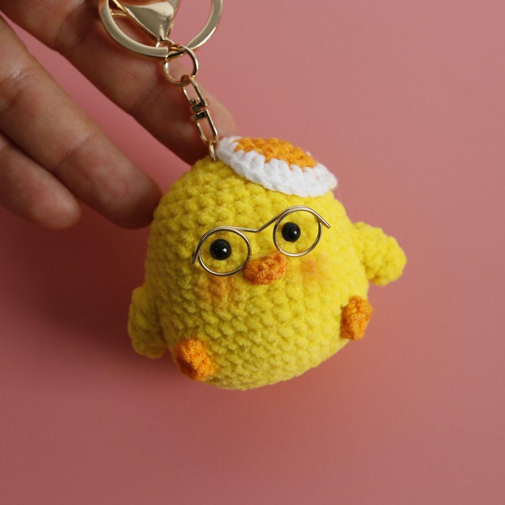 Funny Goose Duck Doll Pendant Cute Cartoon Knitting Keyring Fashion Crochet Keychains  Car Key Ring