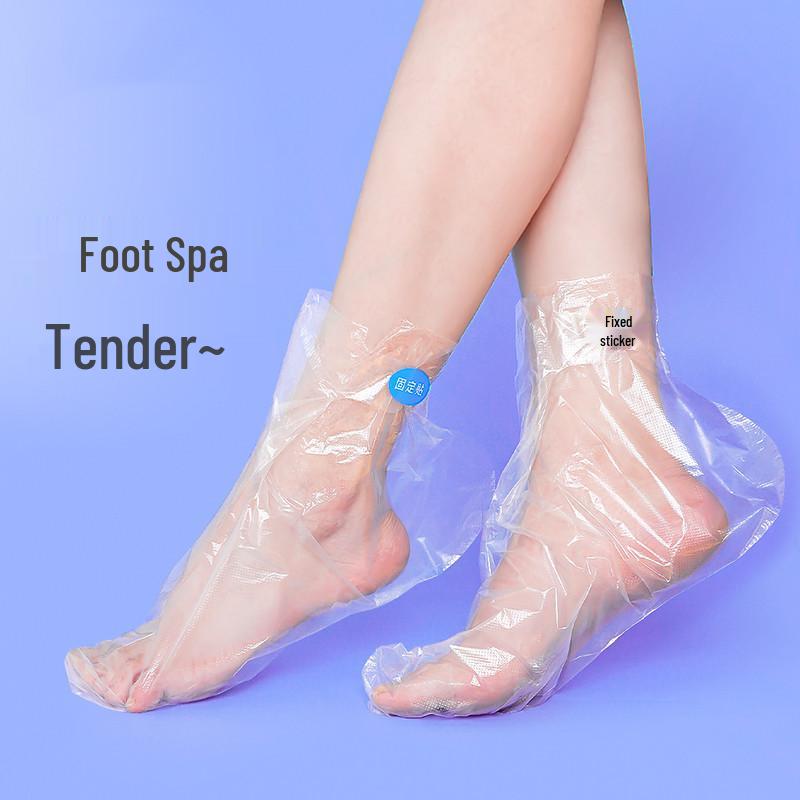 Transparent Disposable Moisturizing Foot Mask Covers - Waterproof, Anti-Crack, for Foot Soak and Therapy.