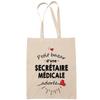 Tote Bag - PLANETEE - Beloved Medical Secretary Woman - Printed Cotton Made In France - Large Capacity - Sturdy Handles