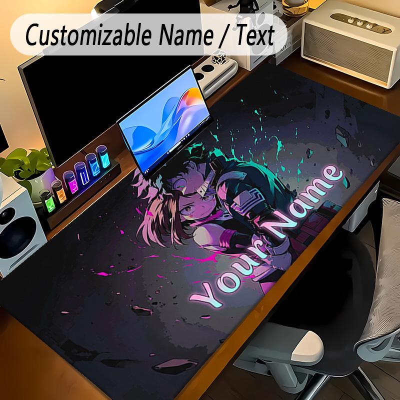 Large Mouse PadMy Hero Academia Custom Name Text Personalized Desk Mat Non Slip Gaming Pad