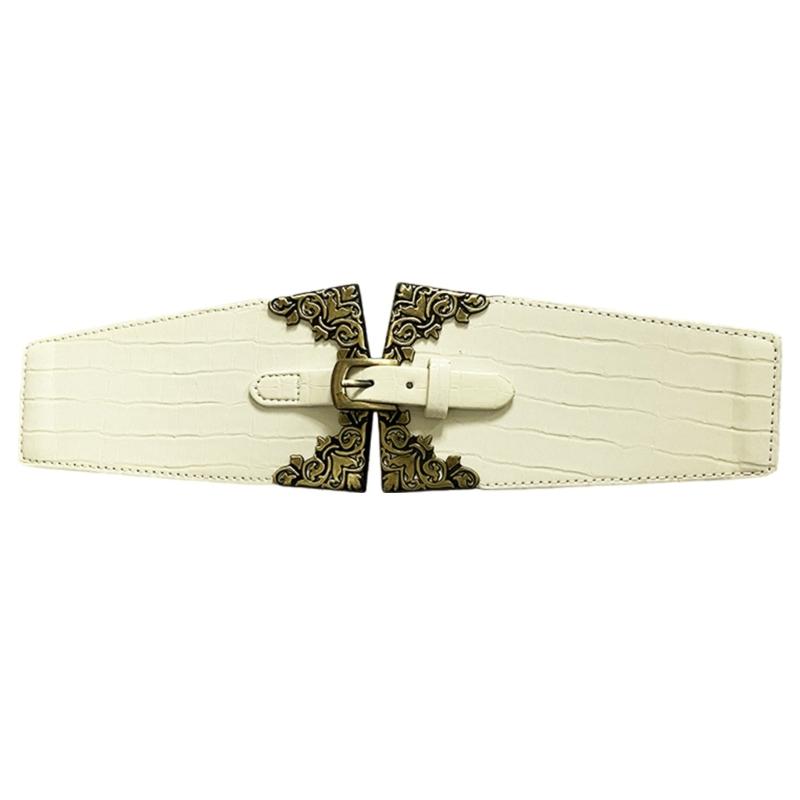 Корсет для талии из ПУ Дворцовая Широкая Цепь для Платья Эластичный Пояс из ПУ Модная Подгрудная Цепь на Талию Широкий Пояс белый